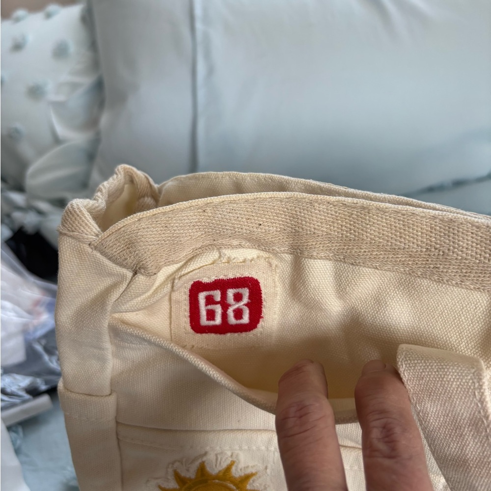 Free People SOLD OUT Kiss My Patch Cream Canvas Tote with Colorful Patches - Picture 5 of 12